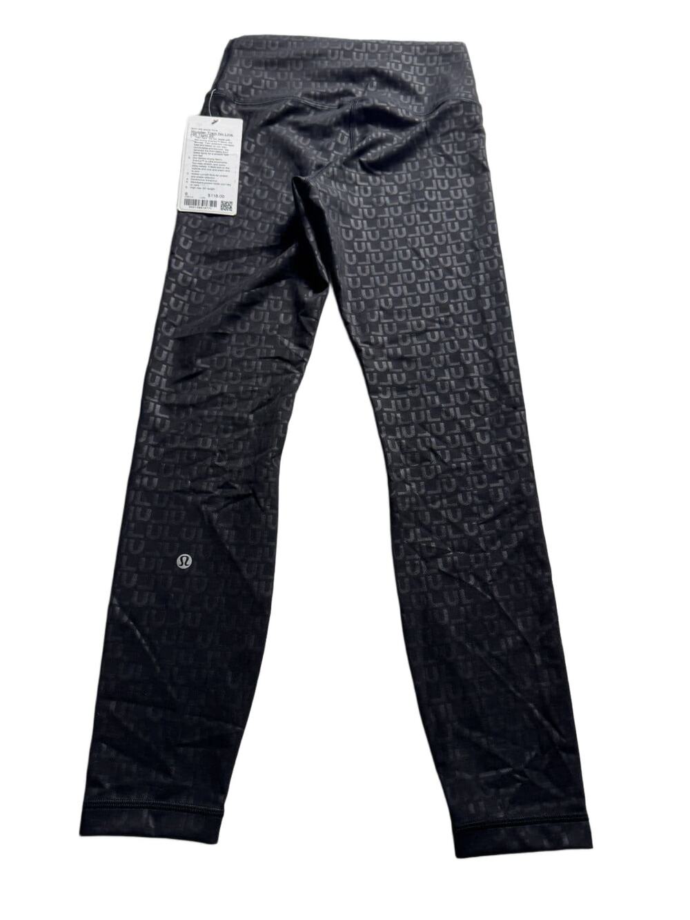 Lululemon Wunder Train No Line High-Rise Tight 25" Size 6 Black Logo Print NWT